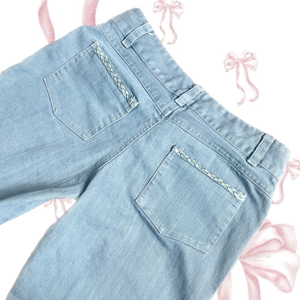 Light blue bootcut low rise jeans